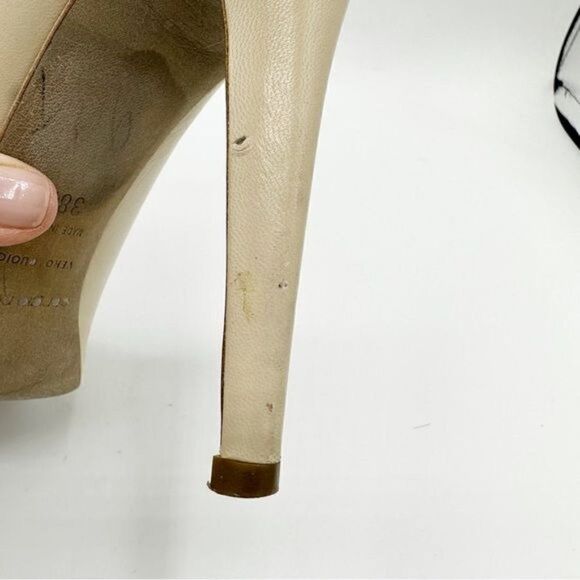 Sergio‎ Rossi Hidden Platform Cream Leather Stiletto Pumps Sz EUR 38.5 US 8 - Picture 9 of 16
